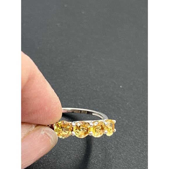 Chuck Clemency STS 925 Signed Citrine Five Stone Sterling Silver Ring Size 9.5 - Picture 5 of 9